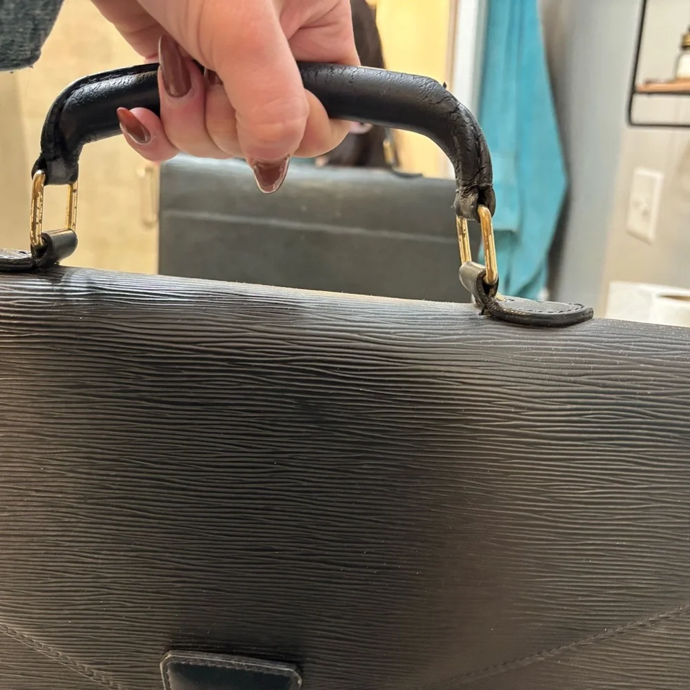 LAST CHANCE Louis Vuitton Black Epi Leather Briefcase with Gold Hardware
